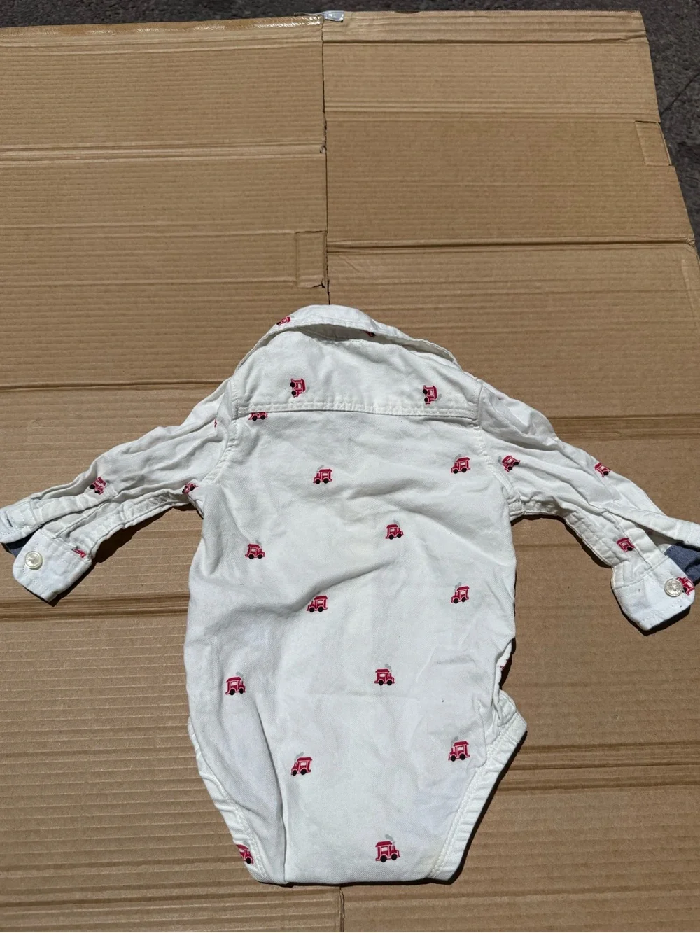 OshKosh B'gosh White Long-Sleeve One-Piece with Red Car Print #21